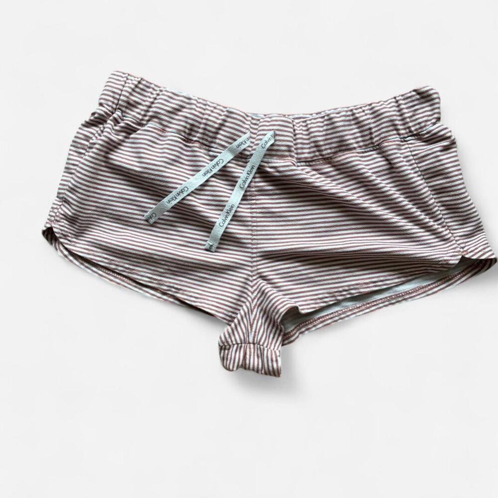 Calvin Klein Micro Sleep Shorts Red & White Stripe Sz Lg